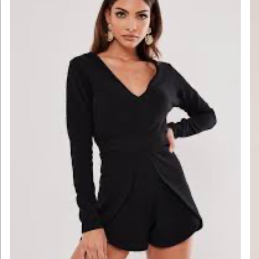Black Plunge Skort Romper (new with tags)